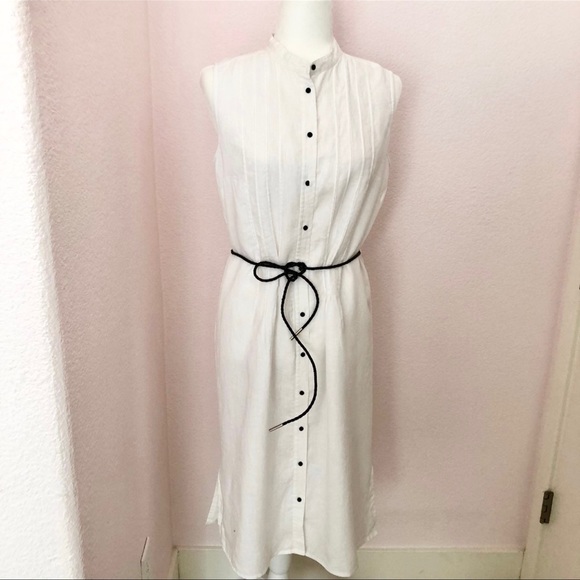 Dresses & Skirts - CHARTER CLUB linen button front sleeveless dress size 10 like new color white